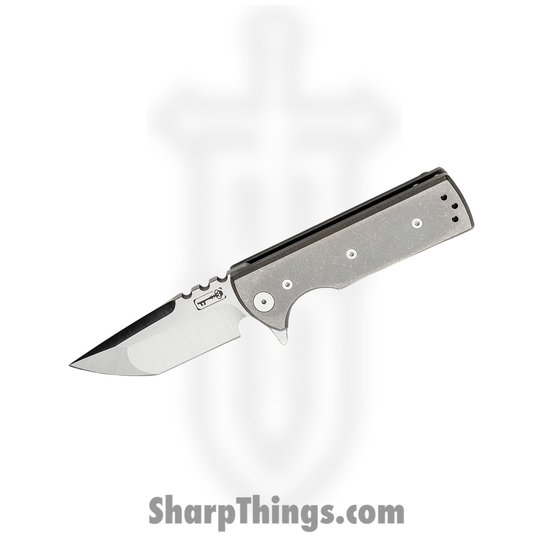a7909510-1819-4e79-8ca3-dac70f707336_TAK_RT_SWTI_BF_1.jpg Chaves Knives - TAK/RT/SWTI/BF - TAK - Folding Knife - M390 Satin Tanto - Titanium - Grey - Image 1