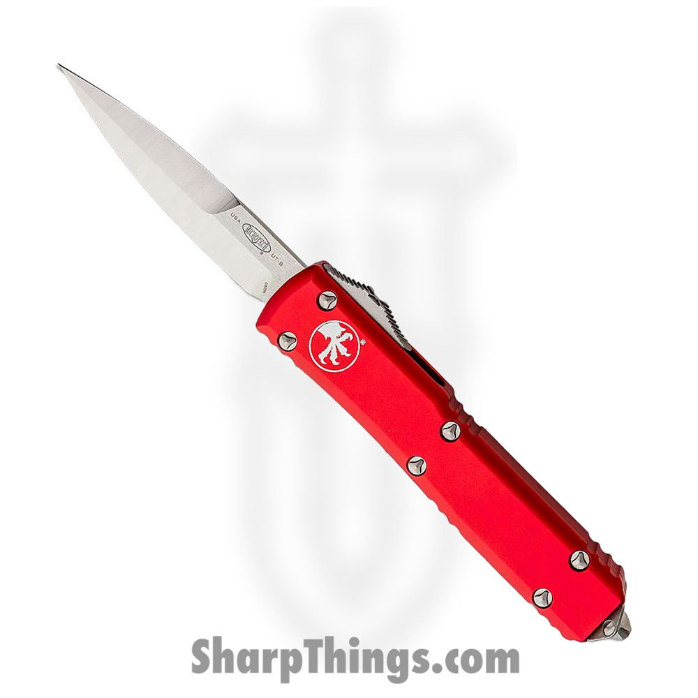 a84e3292-426f-44a6-856b-40cf1b6a95bd_120-4RD_1.jpg Microtech - 120-4RD - Ultratech - OTF Auto - M390 Satin Bayonet - 6061-T6 Aluminum - Red - Image 1