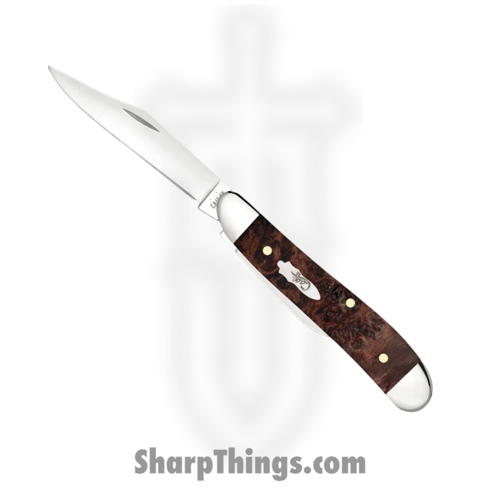 af5b54bc-1734-4fc0-9dbc-593e13fb9bf9_CA64059_1.jpg Case Cutlery - CA64059 - Peanut - Folding Knife - Tru-Sharp™ Stainless Polished Clip/Pen - Maple Burl Wood - Brown - Image 1