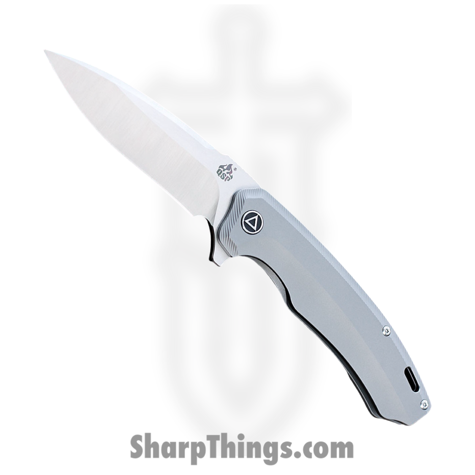 b67bf092-3c88-4660-ab85-f02654deb87a_QS116A_1.png QSP - QS116A - Woodpecker II - Folding Knife - M390 Two Tone Drop Point - Titanium - Grey - Image 1