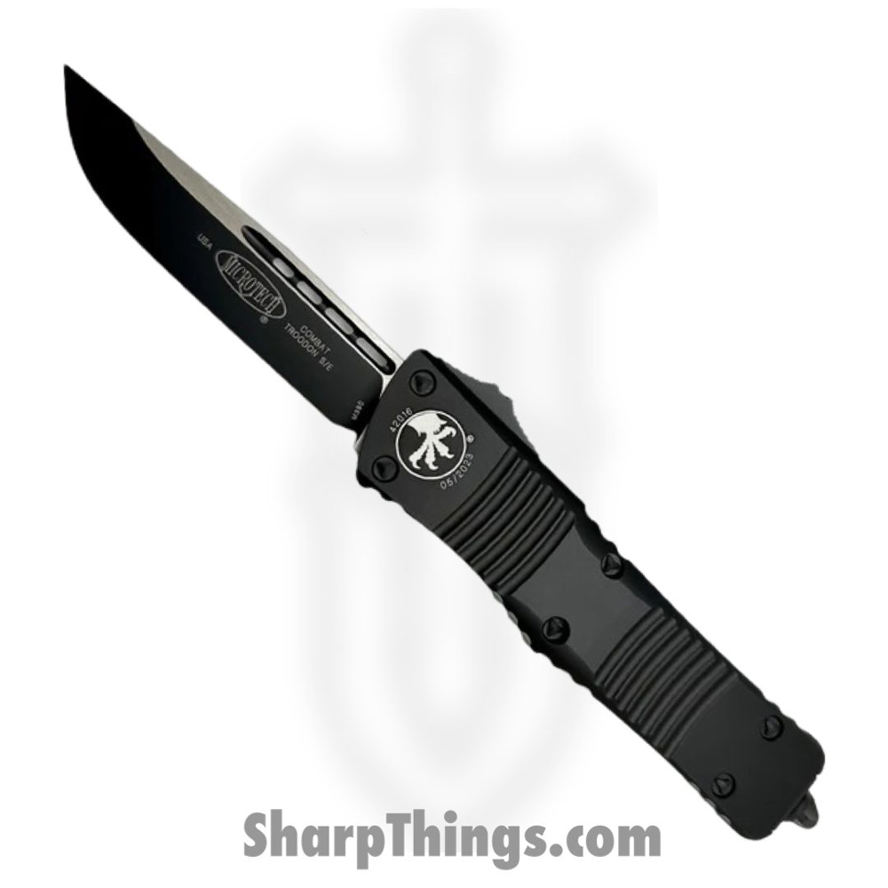 b67fd48f-fd16-41d3-943d-021915b0981a_143-1T_1.jpg MICROTECH - 143-1T - Combat Troodon - OTF Auto - Coated Drop Point - Black - Image 1