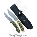 Buckshot Knives - HBK05 - Hunting and Pack set - Fixed Blade Knife - 3Cr13 SS Stonewash Recurve - Imitation Stag - Natural
