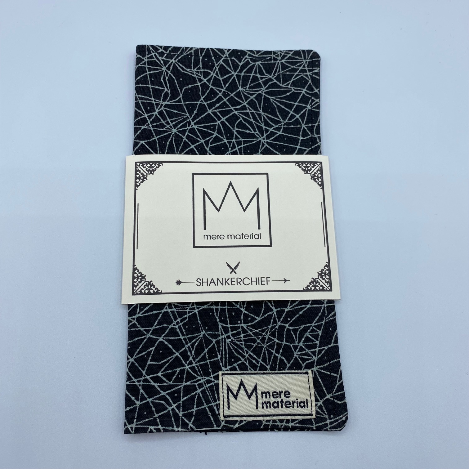 ce5fe45a-db89-46fb-ab3b-f5eff1a0a5b3_MM007_1.jpg Mere Material Shankerchief - MM007 - Handmade Handkerchief - Cracked Black - Image 1