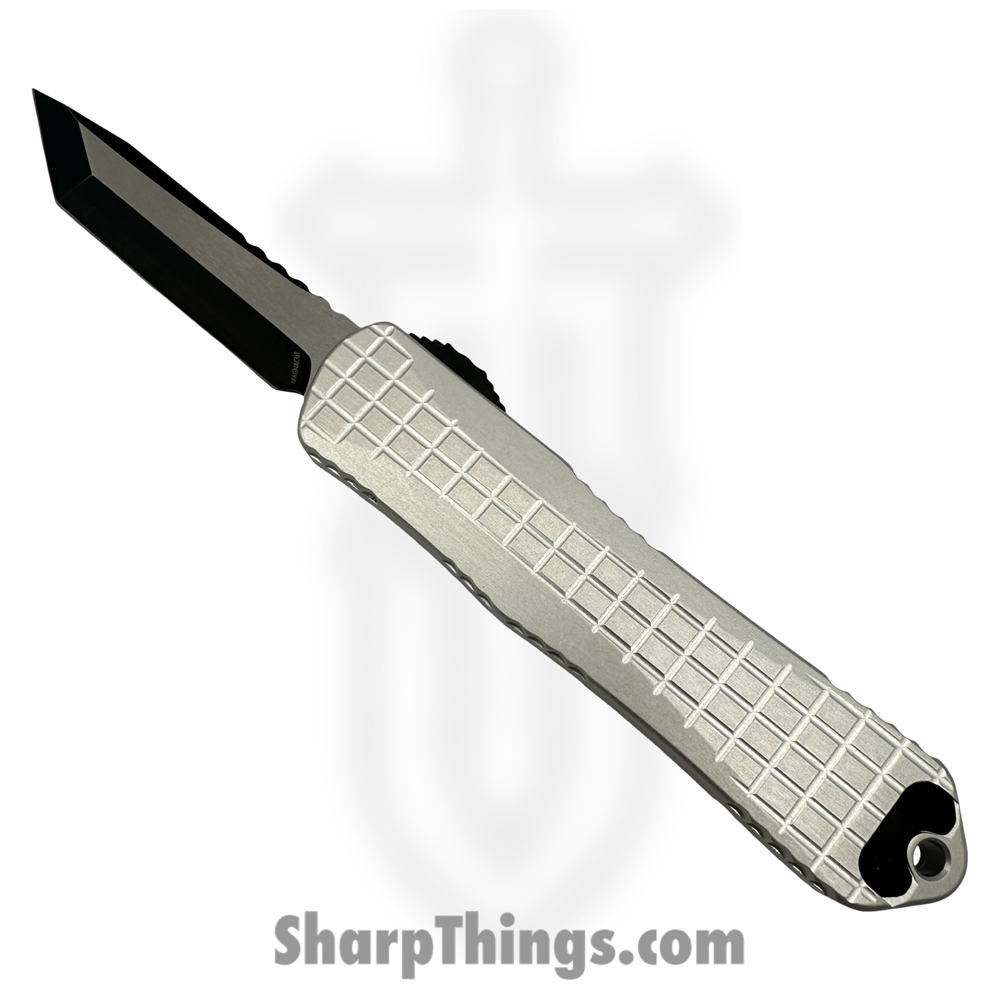 cf9f6dc0-9e03-42d3-ae5c-0dad2dd2324d_H027F-14A-BLZ_1.jpg Heretic Knives - H027F-14A-BLZ - Manticore E - OTF Auto - Magnacut Battleworn Tanto - 6061 T6 Aluminum - Blizzard - Image 1