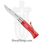 Opinel - OP01840RDGY - No 8 - Folding Knife - 12C27 Satin Drop Point - Wood - Red