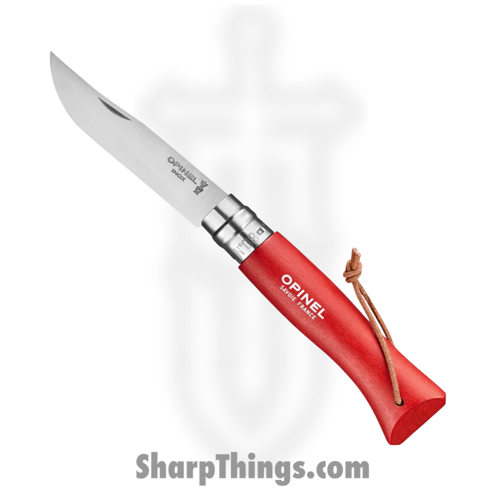 d8153e07-9e47-4d70-8e80-c0edfd824b0c_OP01840RDGY_1.jpg Opinel - OP01840RDGY - No 8 - Folding Knife - 12C27 Satin Drop Point - Wood - Red - Image 1