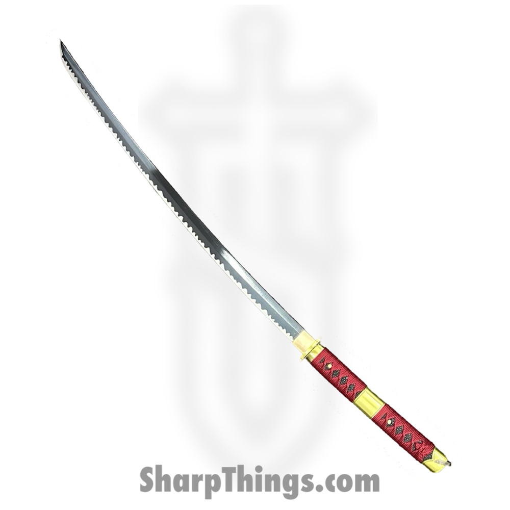 dbf3317f-b92a-46c0-9056-0040ce1114fd_SANDAI0125_1.jpg SBC - SANDAI0125 - Sandai Kitetsu - Fixed Blade Knife - 1045 HC Two Tone Katana - Cord Wrapped - Red - Image 1
