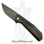 TuffKnives - TUFFCUSTOM02 - Deacon - Folding Knife - Milled Stonewashed Ti Scales - CPM Stonewash 154 Tanto