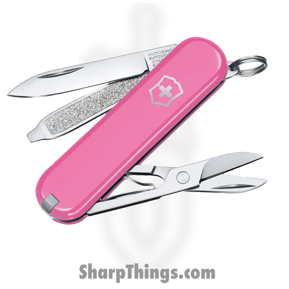 e1d5bc47-5494-4e27-9a34-7b7c5658849a_VN0622351G_1.jpg Victorinox - VN0622351G - Classic SD - Folding Knife - Stainless Polished Multi Tool - ABS/Celidor - Cherry Blossom Pink - Image 1