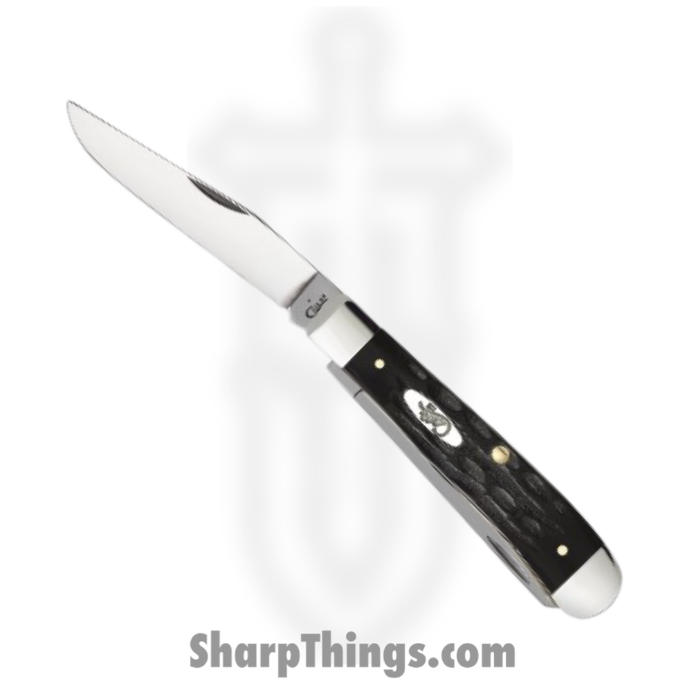 e2231df1-1594-4145-a4f4-1b6016dee933_CA65010_1.jpg Case Cutlery - CA65010 - Trapper - Folding Knife - Tru-Sharp Stainless Polished Clip Spey - Jigged Buffalo Horn - Black - Image 1