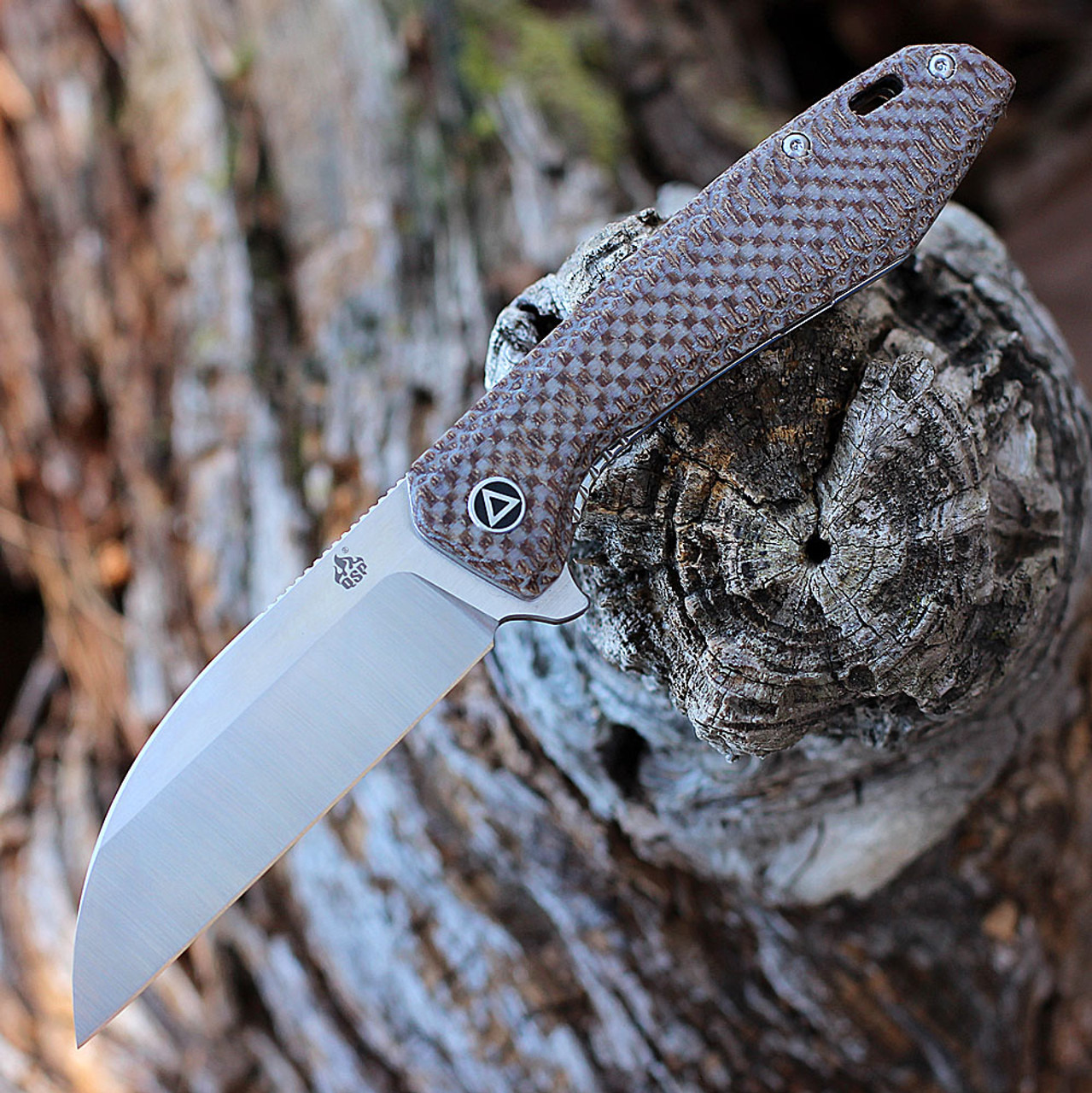 e394f0f3-acae-4636-affa-5a036dc43a9c_QS118-A2_1.jpg QSP - QS118-A2 - Pelican - Folding Knife - S35VN Two Tone Wharncliffe - Micarta - Brown - Image 1