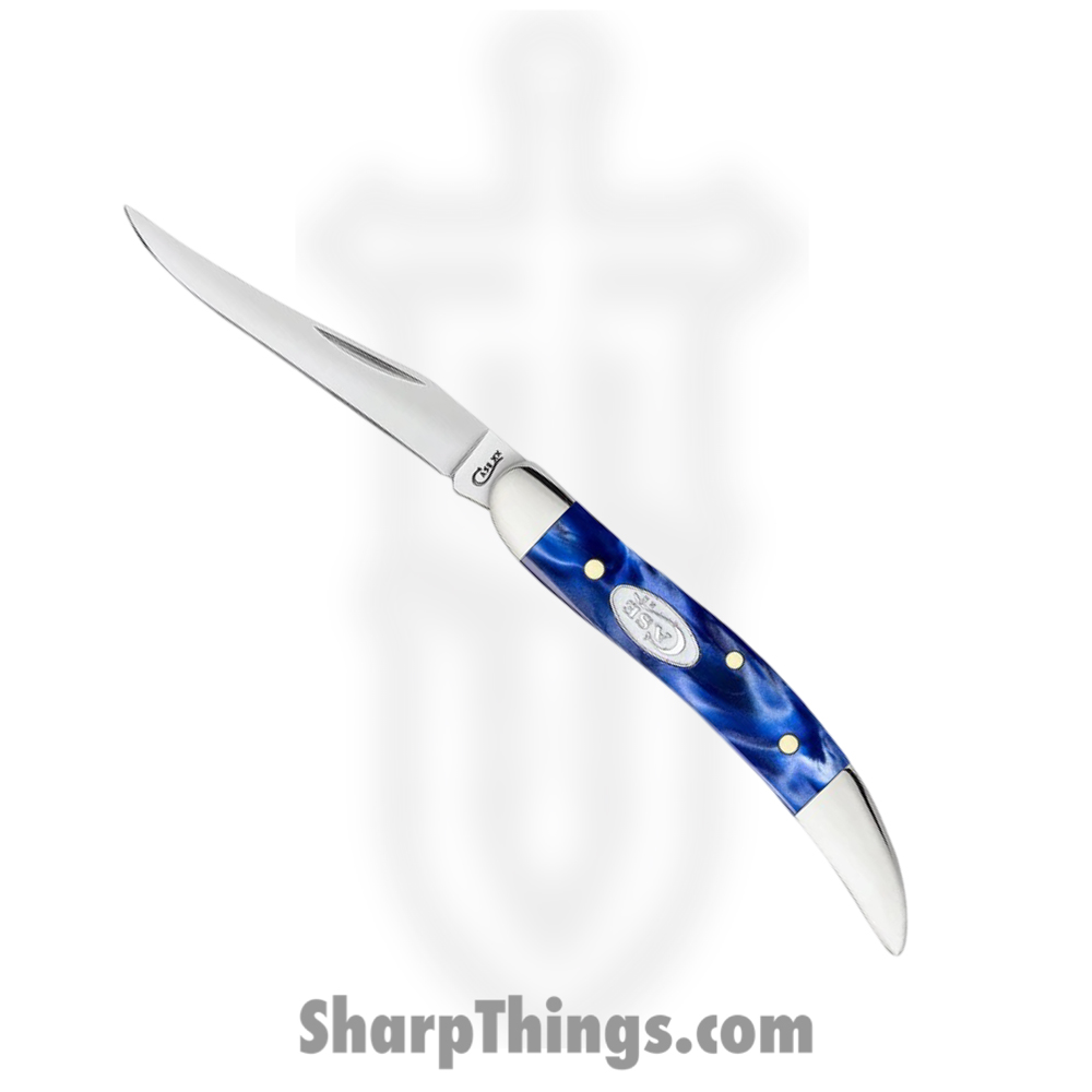 e45599e8-8b3d-4a95-a0bf-6eb5e5f4c11f_CA23437_1.jpg Case Cutlery - CA23437 - Small Texas Toothpick - Folding Knife - Tru-Sharp™ Stainless Polished Clip Point - Pearl Kirinite - Blue - Image 1