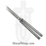 Squid Industries - krm-zirtn-sl - Krake Raken Matte - Balisong - Stainless Zirblast Tanto - 6AL-4V Titanium - Silver