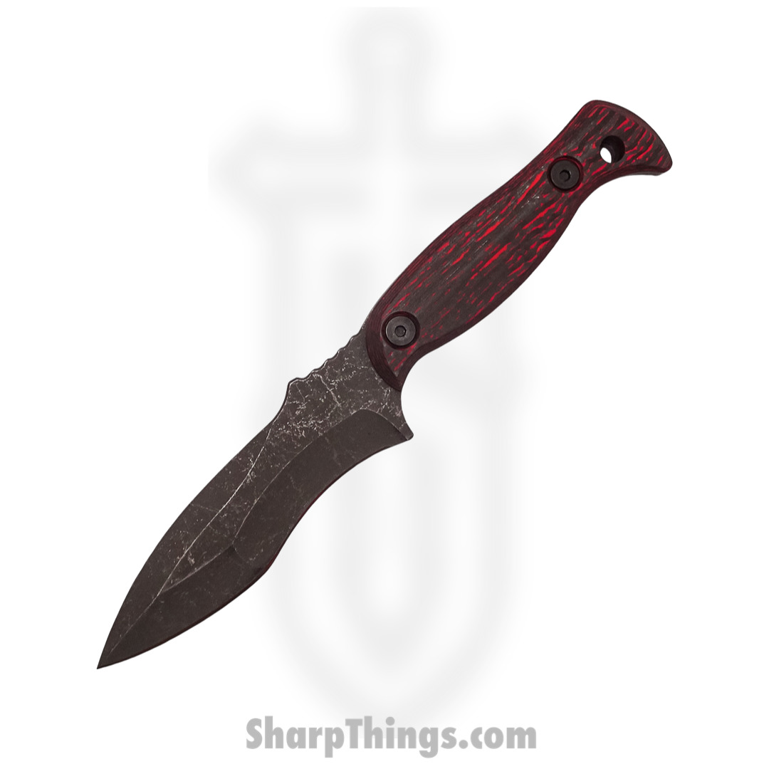fa5b5bf7-9ecc-44ac-9eb8-6289aff726fb_HFBEXMK1_1.jpg Half Face Blades - HFBEXMK1 - Extremis MK1 - Fixed Blade Knife - S35VN Acid Etch Spear Point - Lava Flow CF - Black/Red - Image 1
