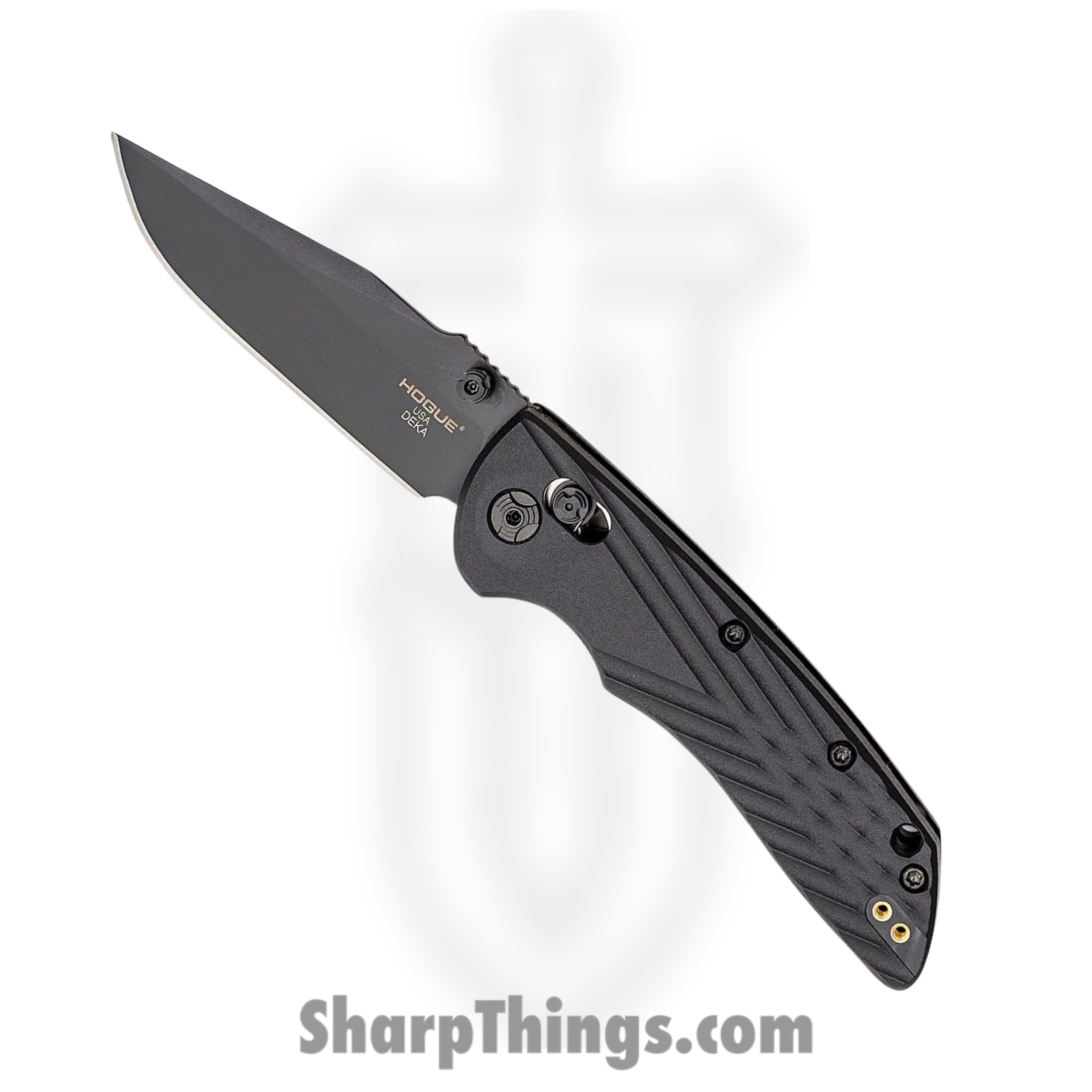 fc9c9ccd-d6f7-4567-bf9a-1629501ee5c3_HO24376_1-scaled-1.png Hogue Knives - HO24376 - Deka - Folding Knife - CPM-Magnacut Black Cerakote Clip Point - Polymer Scales - Black - Image 1
