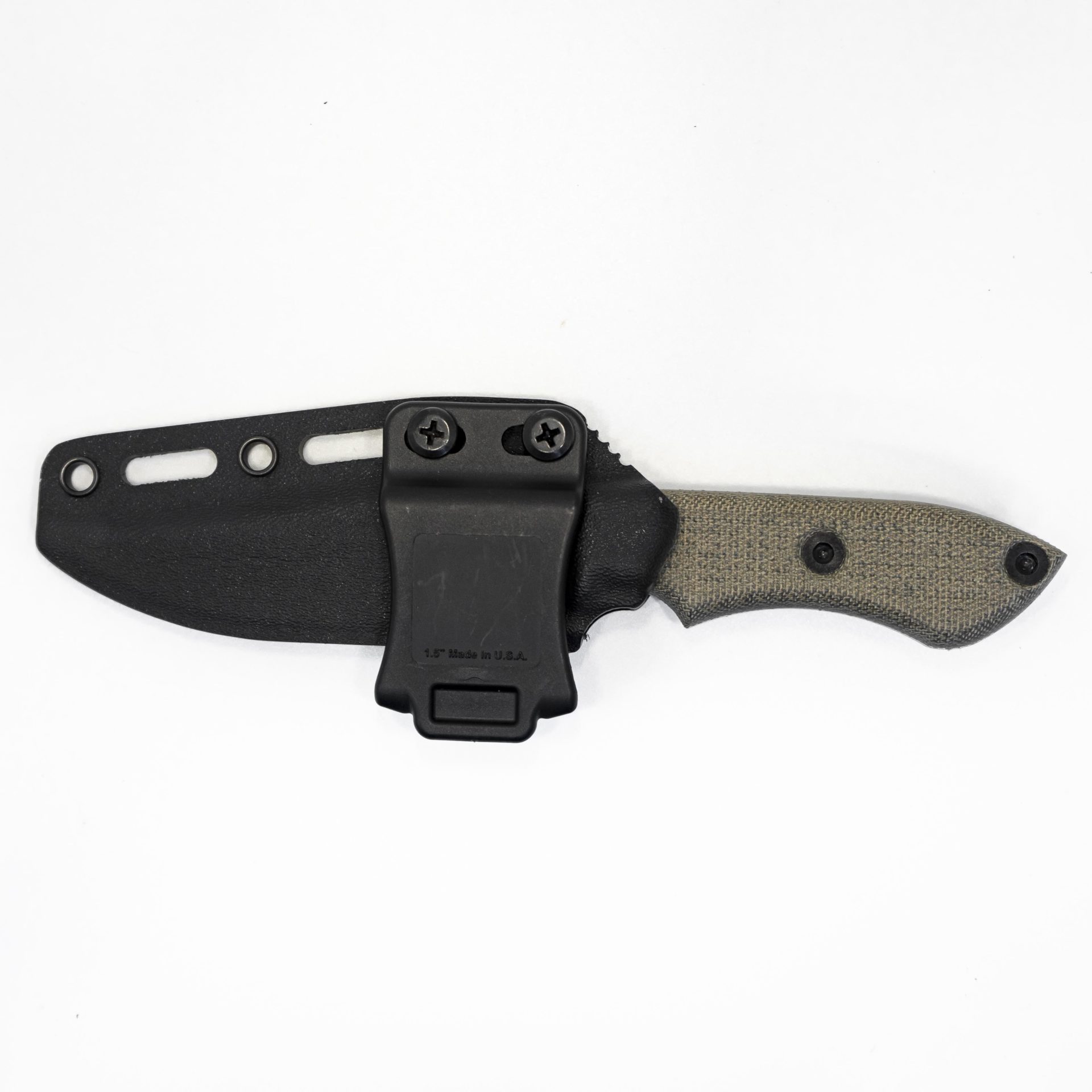 fcc5a113-dfde-41eb-ba3e-9901f971a36f_StrikerODMBG_1.jpg T.Kell Knives - StrikerODMBG - Striker - Fixed Blade Knife - 1095 Nickle Boron Coated Clip Point - Micarta - OD Green Premium Bullet Grip - Image 1